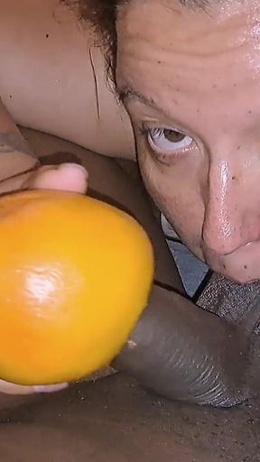 Jerking off BBC with Grapefruit Sucking His Balls