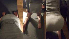 breedable bubble but guy getting naughty and stretching in grey miniskirt