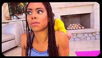 Ebony Mystique Satisfies Yoga Trainer’s Huge Cock – Amateur