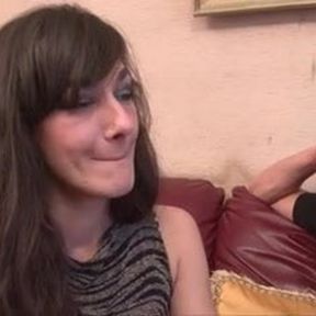 French brunette hard anal fucked and jizzed in her mouth