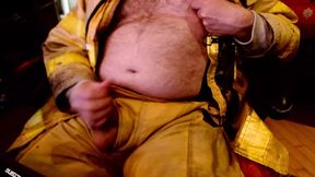 Jerkoff and Cum on Firefighter Turnout Gear