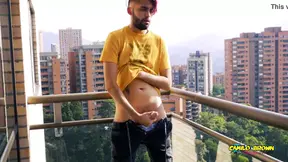 Jerking Off My Big Uncut Cock In The Balcony Did I Get Caught? Camilo Brown