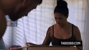 Hot asian milf fucking with stepson who is wearing her husbands military uniform