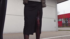 Nylon-legs sprayed and displayed outdoors