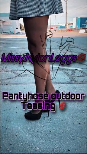 MissyNylonLeggs - Pantyhose Outdoor Teasing pt 1