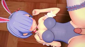 Rem Lovely Bunny Cosplay Leads to Steamy 3D Hentai Action