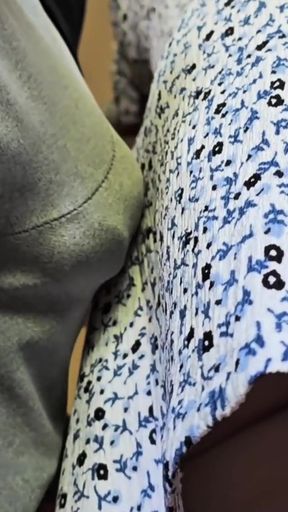 Stranger Cums Hard Inside Her Panties Under Skirt on Subway Train