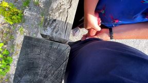 Public Sloppy Handjob Next to People:p so Risky:p