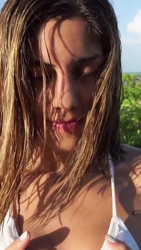Latina Creampie and Facial on the Beach