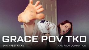 Grace POV tkd kicks dirty feet foot domination
