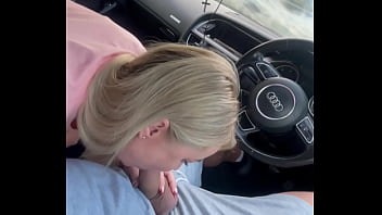 Step mom young make the best blowjob in public/car