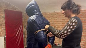 Down jacket bondage part 1.