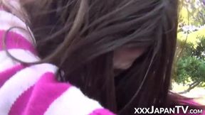 Voyeur films public shame as bound Japanese girl soaks her jeans