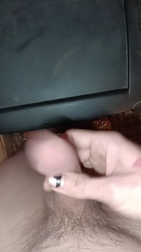Stroking my massive white cock