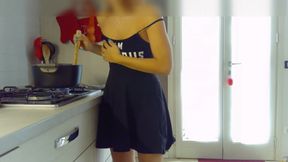 The Italian milf gets excited by cooking an aphrodisiac dish