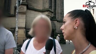 3way casting in germany with german blonde petite teen pickup