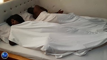 Horny african ebony stepmom fuck with stepson while they share bed in hostel - african black girl fantasy