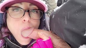 Extreme snowy blowjob