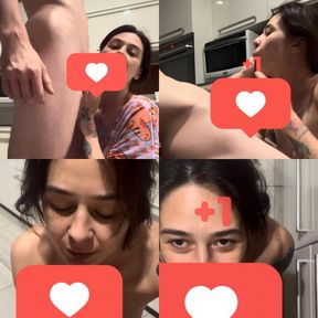 🔥 Hot kitchen Blowjob