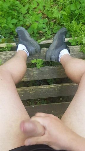 Big Cumshot on My Bare Legs in the Woods