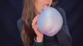 Worship your Empress as she blows, rides, and pops a huge tight 36 inch balloon