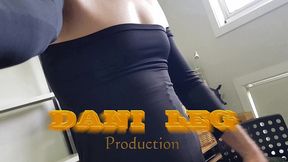 dani leg in tan pantyhose with red toe nails