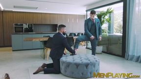 Sexy Bastian Karim serves sloppy blowjob before getting banged by Justin Jett