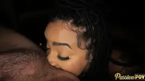 Thick BBW Bad Kitty sucks and rims his thick dick in POV