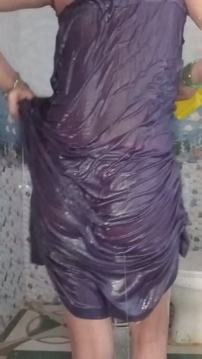 Priya’s New Bathing Video in Petticoat - Hot Bathing