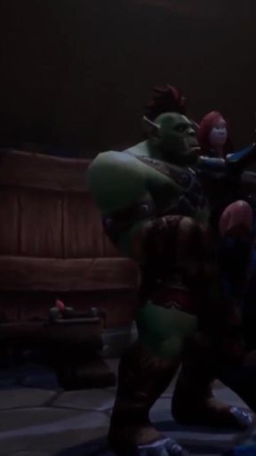 Elf double teamed by an Ork and a Troll