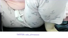 MILF in pajamas masturbates with big tits and ass