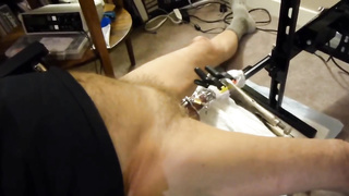 Fuck machine sounding my cock in chastity cage 6