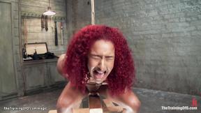 ”Redhead ebony made to fuck sex toys”