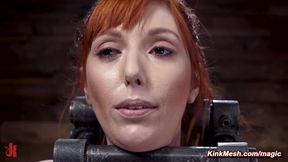 Natural huge juggs ginger bound in metal