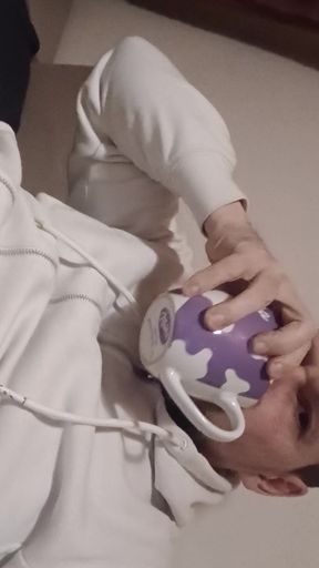 I dip my cock in the hot coffee