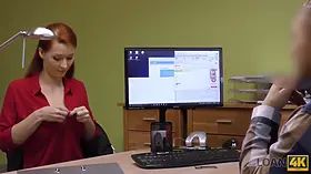 Loan4k. red haired has impromptu sex in the office with loan agent