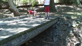 blowing a hiker on the trail