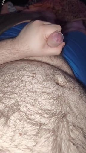 Fat Bear Jacking off & Cumming on Hairy Belly