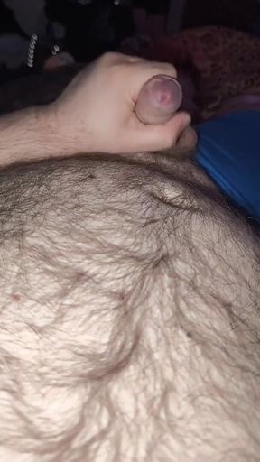 Fat Bear Jacking off & Cumming on Hairy Belly