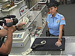 Busty Latina cop gets nailed for money