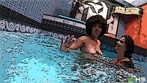 duas gostosas na piscina acabou em muito sexo e muito anal