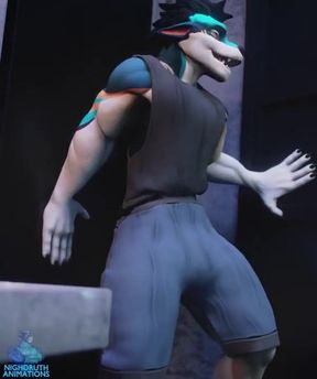 Geordie muscle expands cock growth animation cum leak