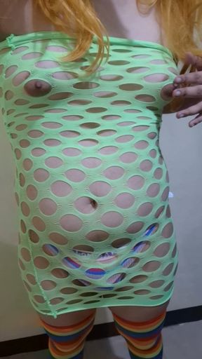 Chubby Trans plays her Puffy Nipples