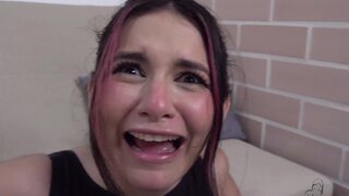 Cute babe doing yoga before taking on a massive penis