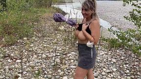 Big Titty MILF Fucks Hard by the River, Almost Gets Busted