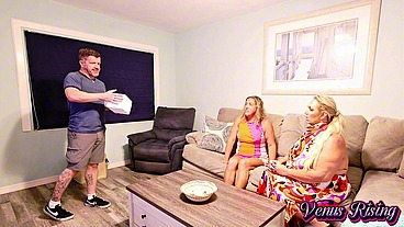 Venus and Nataliya Fuck Their New Big Dick Neighbor and Get Huge Facial