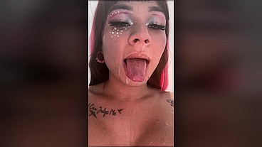 Trans Angelique Porn - My longest blowjob ever - with final cum in my face.