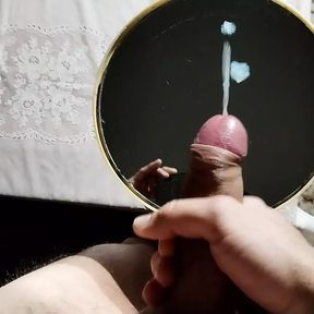 Huge cumshot on mirror