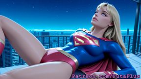 Futanari Supergirl Kara Zor-El Masturbating Cumshots Selfsucking