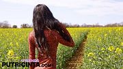 Putri Cinta Showing Off Her Tanned Big Boobs Under the Sun
